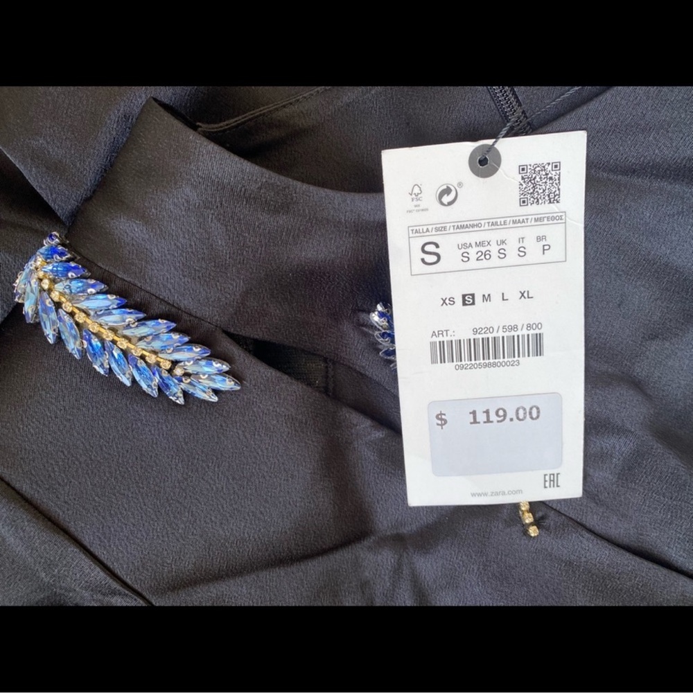 ZARA LEAF SATIN EFFECT DRESS - Picture 13 of 15